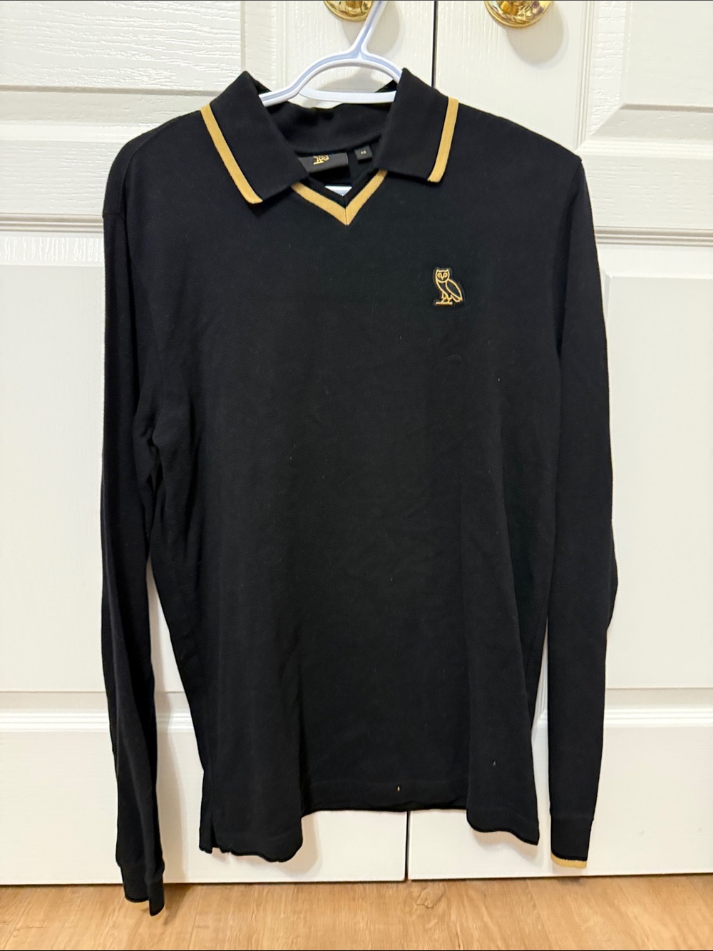 OVO October’s Very Own Black & Gold Long Sleeve Polo – Small